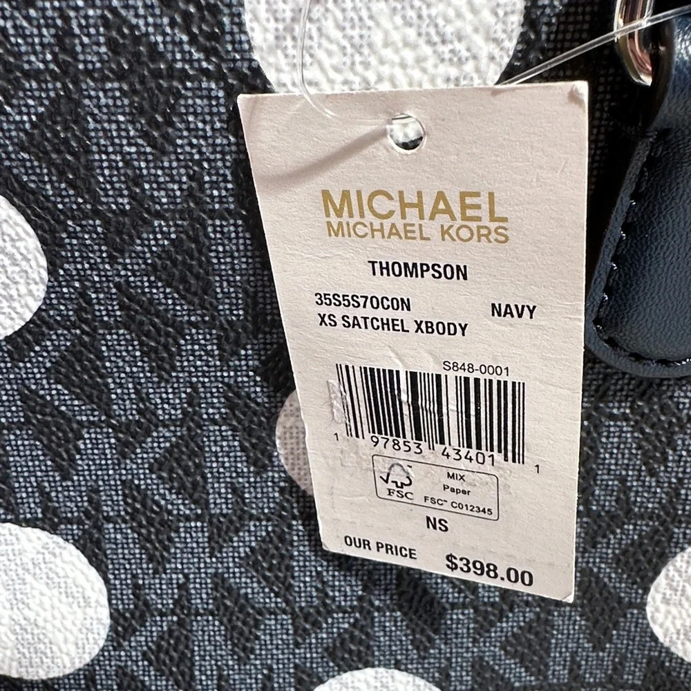 $500 Value Navy Polka Dot Mini Satchel - Picture 2 of 8